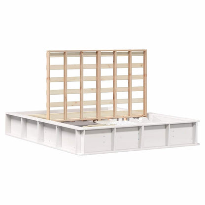 Sengestel Med Opbevaring Hvid 150 X 200 Cm Massiv Fyrretræ - Billede 3