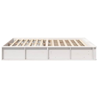 Sengestel Med Opbevaring Hvid 150 X 200 Cm Massiv Fyrretræ - Billede 6