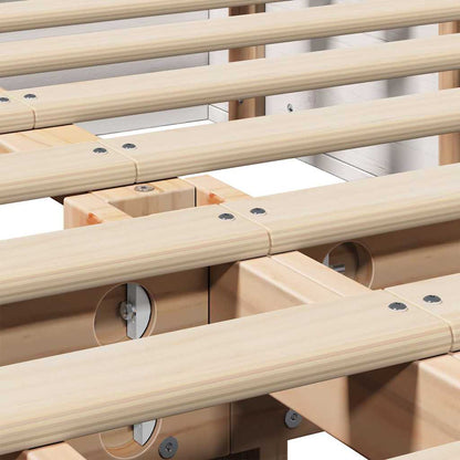 Sengestel Med Opbevaring Hvid 210 X 158 X 30 Cm Massiv Fyrretræ - Billede 10