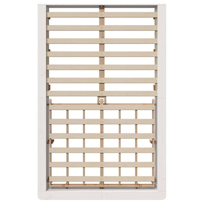 Sengestel Med Opbevaring Hvid 210 X 158 X 30 Cm Massiv Fyrretræ - Billede 8