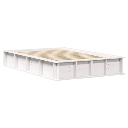 Sengestel Med Opbevaring Hvid 210 X 118 X 30 Cm Massiv Fyrretræ - Billede 2