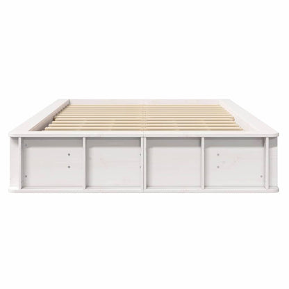 Sengestel Med Opbevaring Hvid 210 X 118 X 30 Cm Massiv Fyrretræ - Billede 5