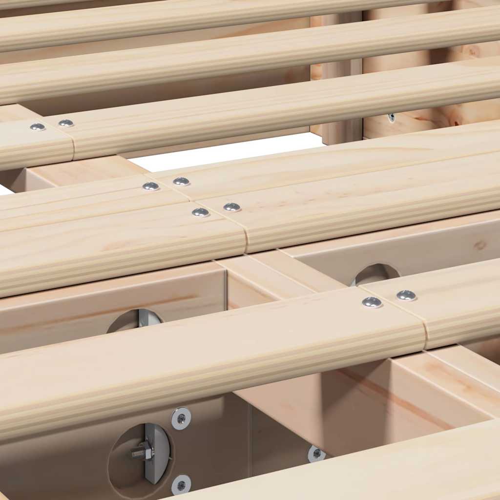 Sengestel Med Opbevaring Brun 140 X 190 Cm Massivt Fyrretræ - Billede 10