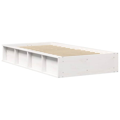 Sengestel Med Opbevaring Hvid 210 X 118 X 30 Cm Massiv Fyrretræ - Billede 7