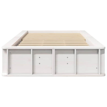 Sengestel Med Opbevaring Hvid 210 X 118 X 30 Cm Massiv Fyrretræ - Billede 5