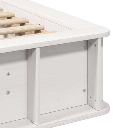 Sengestel Med Opbevaring Hvid 210 X 118 X 30 Cm Massiv Fyrretræ - Billede 9