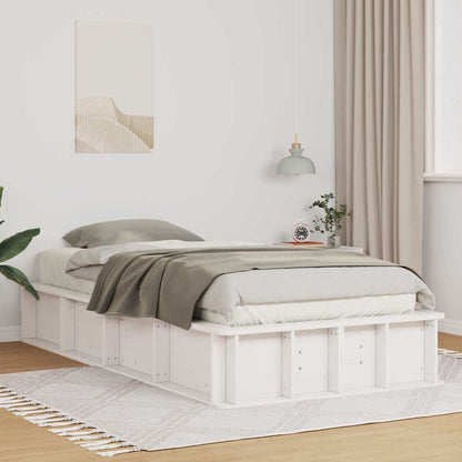 Sengestel Med Opbevaring Hvid 210 X 118 X 30 Cm Massiv Fyrretræ - Hovedbillede