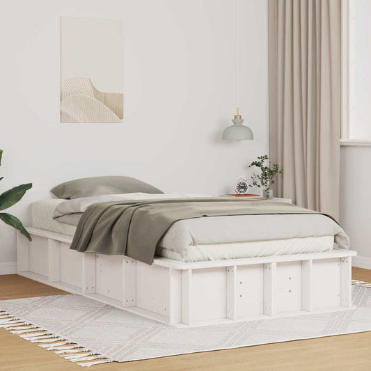 Sengestel Med Opbevaring Hvid 210 X 118 X 30 Cm Massiv Fyrretræ - Hovedbillede