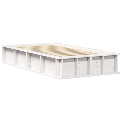 Sengestel Med Opbevaring Hvid 210 X 118 X 30 Cm Massiv Fyrretræ - Billede 2