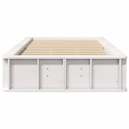 Sengestel Med Opbevaring Hvid 210 X 118 X 30 Cm Massiv Fyrretræ - Billede 5