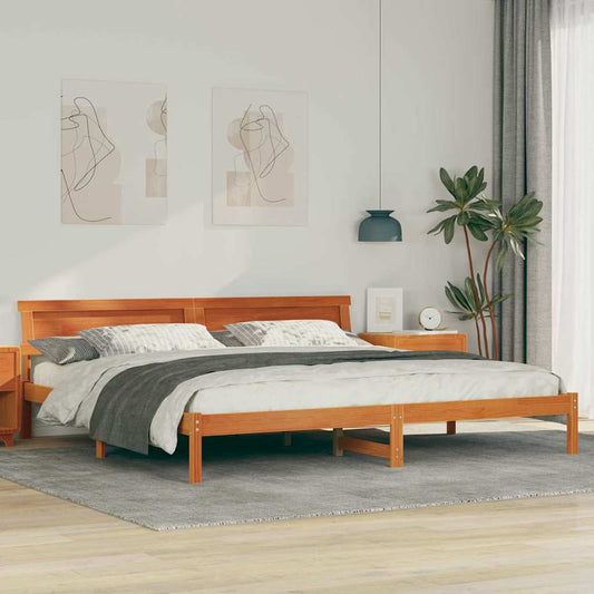 Sengestel Gyldenbrun 200 X 200 Cm Massivt Fyrretræ - Hovedbillede