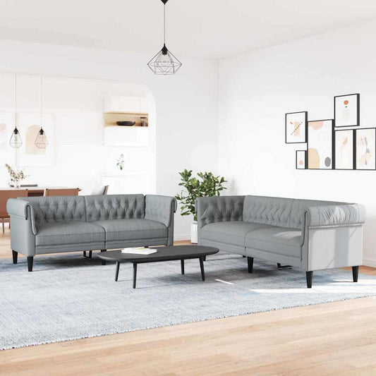 Sofa Sæt Lysegrå Stof - Hovedbillede