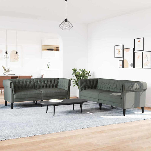 Sofa Sæt Mørkegrå Stof - Hovedbillede