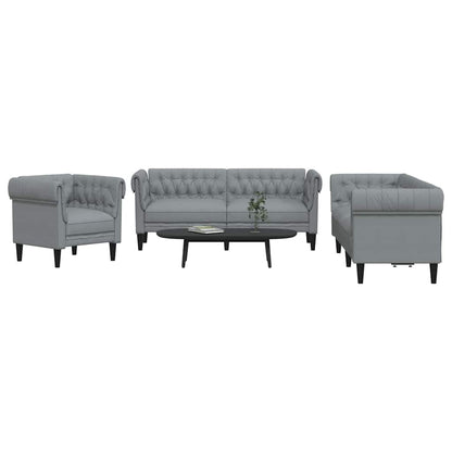Sofa Sæt Lysegrå Stof - Billede 3