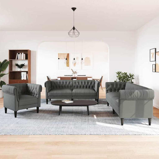 Sofa Sæt Mørkegrå Stof - Hovedbillede