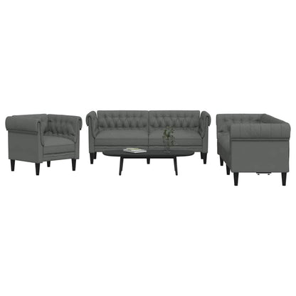 Sofa Sæt Mørkegrå Stof - Billede 3