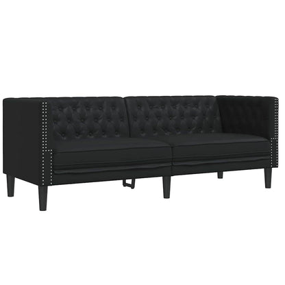 Sofa Sæt 2 Pcs Sort 194 X 74.5 X 70.5 Cm Kunstlæder - Billede 4