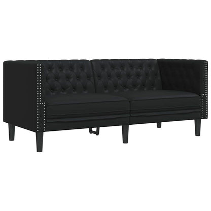 Sofa Sæt 2 Pcs Sort 194 X 74.5 X 70.5 Cm Kunstlæder - Billede 5
