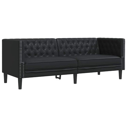 Sofa Sæt 3 Pcs Sort 194 X 74.5 X 70.5 Cm Kunstlæder - Billede 4
