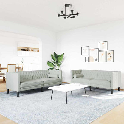Sofa Sæt Lysegrå Fløjl - Hovedbillede