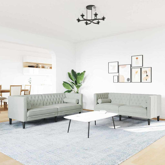 Sofa Sæt Lysegrå Fløjl - Hovedbillede