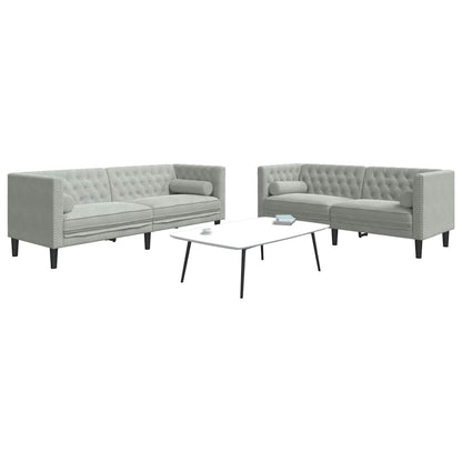 Sofa Sæt Lysegrå Fløjl - Billede 3