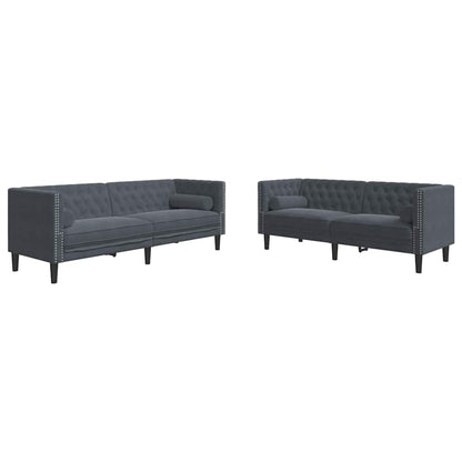 Sofa Sæt Mørkegrå Fløjl - Billede 2