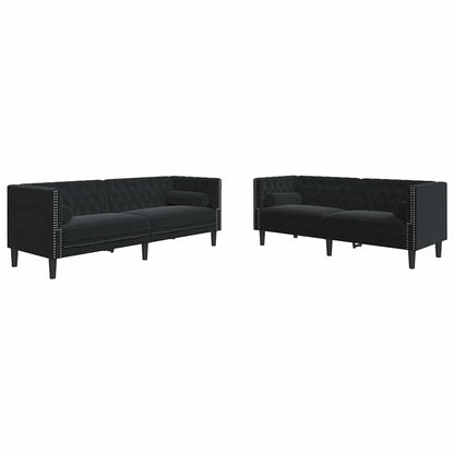 Sofa Sæt Sort Fløjl - Billede 2