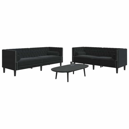 Sofa Sæt Sort Fløjl - Billede 3