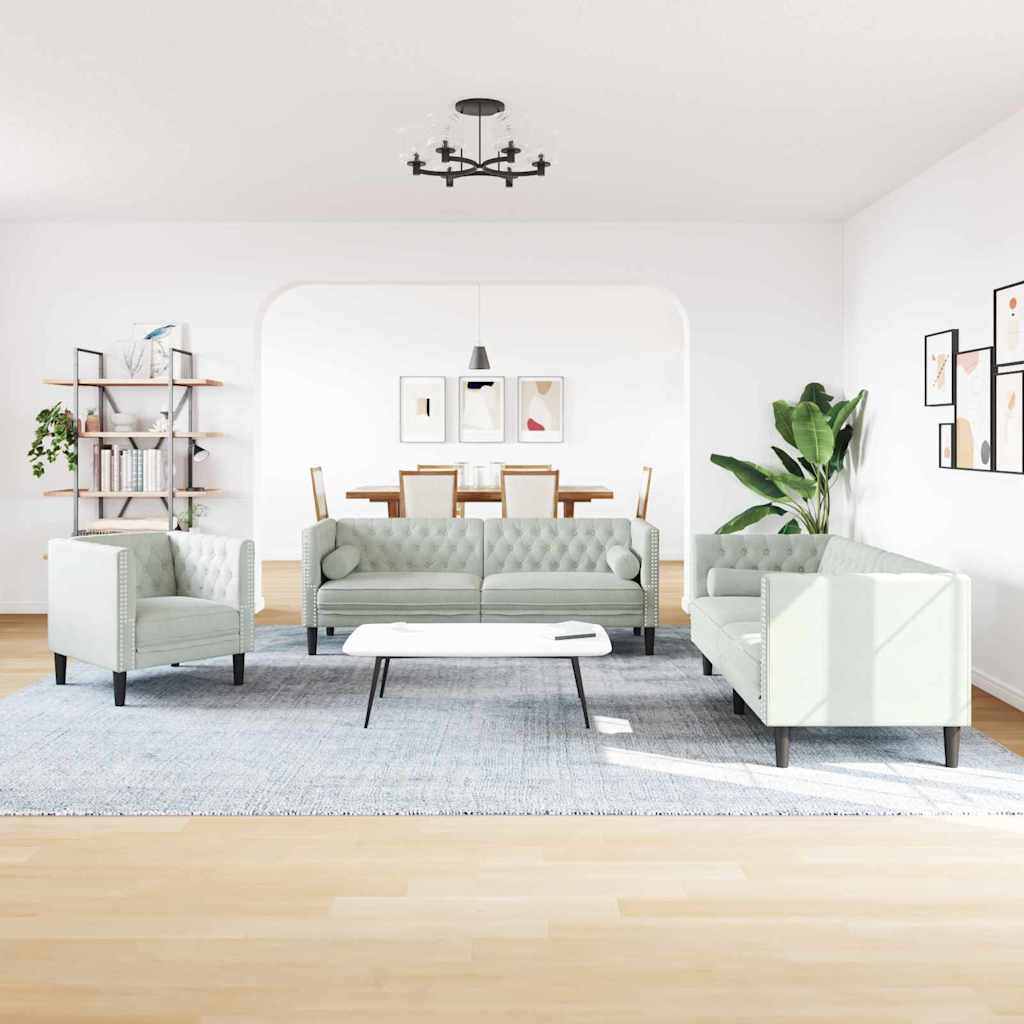 Stue Sofa 3 Dele 194 X 74,5 X 70,5 Cm Fløjl - Hovedbillede
