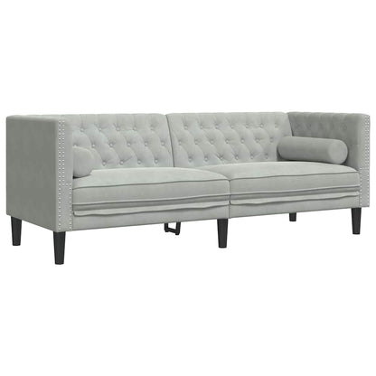 Sofa Sæt Lysegrå Fløjl - Billede 4