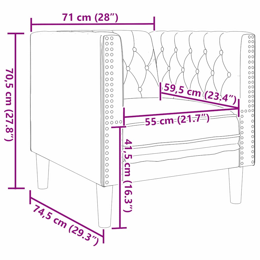 Stue Sofa 3 Dele 194 X 74,5 X 70,5 Cm Fløjl - Billede 11