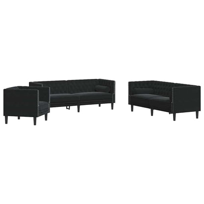 Sofa Sæt Sort Fløjl - Billede 2