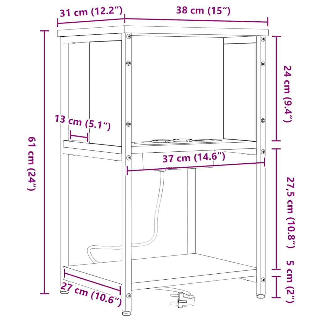 Natskab 38 X 31 X 61 Cm Konstrueret Træ - Billede 14