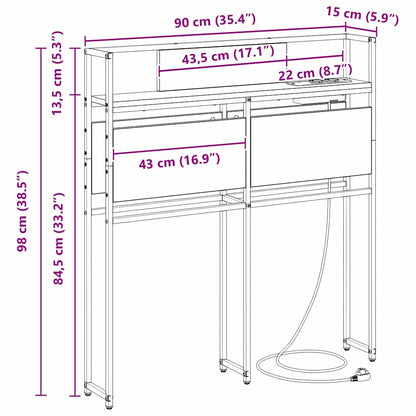 Opbevaringshovedgavl Sort Eg 90 Cm Konstrueret Træ - Billede 11
