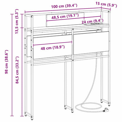 Opbevaringshovedgavl Sort Eg 100 Cm Konstrueret Træ - Billede 11