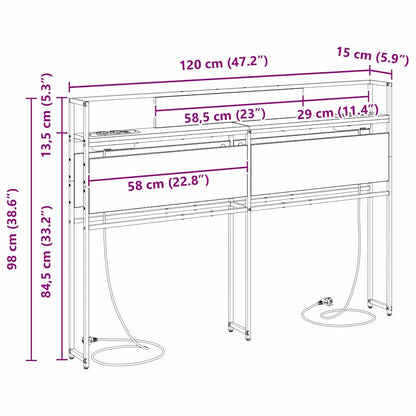Opbevaringshovedgavl Sort Eg 120 Cm Konstrueret Træ - Billede 11