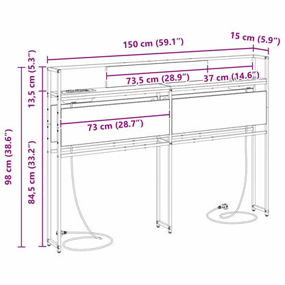 Opbevaringshovedgavl Sort Eg 150 Cm Konstrueret Træ - Billede 11