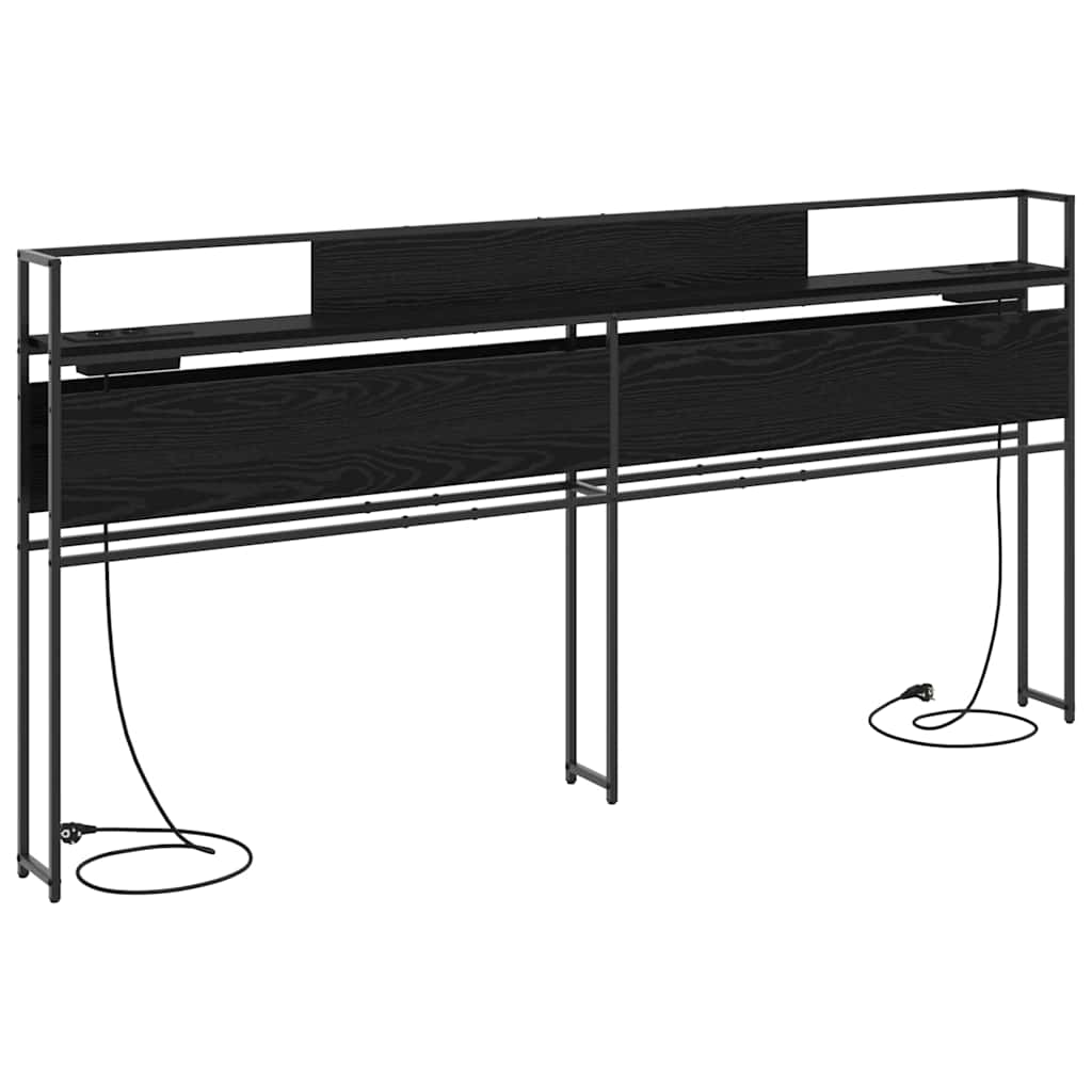 Opbevaringshovedgavl Sort Eg 180 Cm Konstrueret Træ - Billede 2