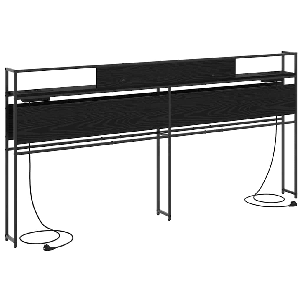 Opbevaringshovedgavl Sort Eg 180 Cm Konstrueret Træ - Billede 6