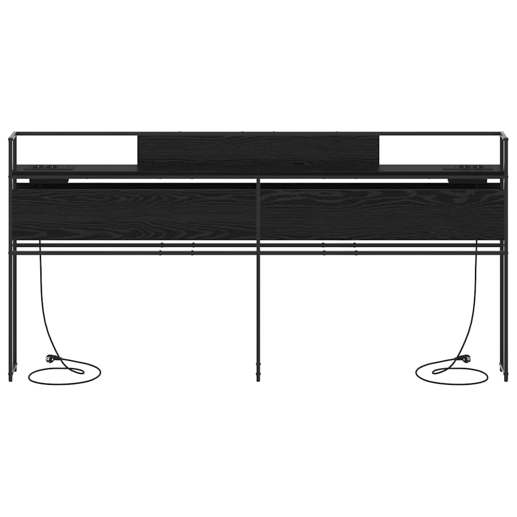 Opbevaringshovedgavl Sort Eg 180 Cm Konstrueret Træ - Billede 4