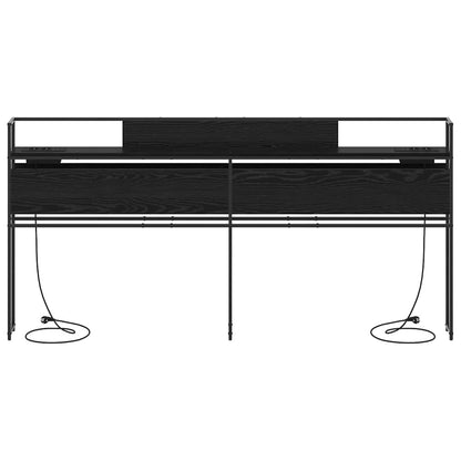 Opbevaringshovedgavl Sort Eg 180 Cm Konstrueret Træ - Billede 4