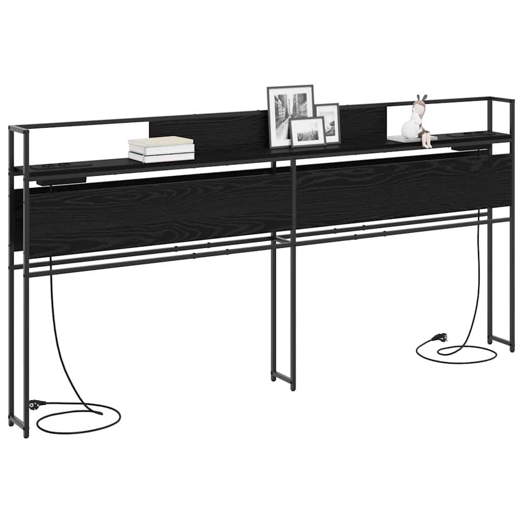 Opbevaringshovedgavl Sort Eg 180 Cm Konstrueret Træ - Billede 3