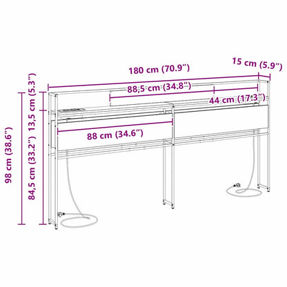 Opbevaringshovedgavl Sort Eg 180 Cm Konstrueret Træ - Billede 11