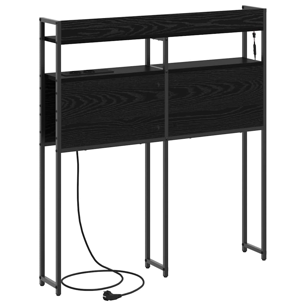 Opbevaringshovedgavl Med Hylde Sort Eg 80 Cm Konstrueret Træ - Billede 7