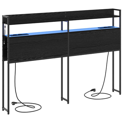 Opbevaringshovedgavl Med Hylde Sort Eg 135 Cm Konstrueret Træ - Billede 2