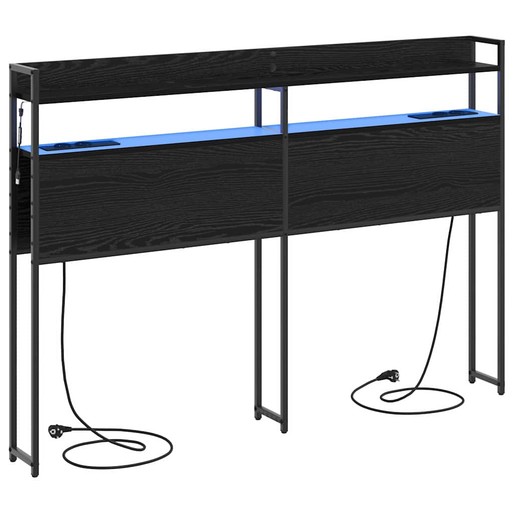 Opbevaringshovedgavl Med Hylde Sort Eg 140 Cm Konstrueret Træ - Billede 2