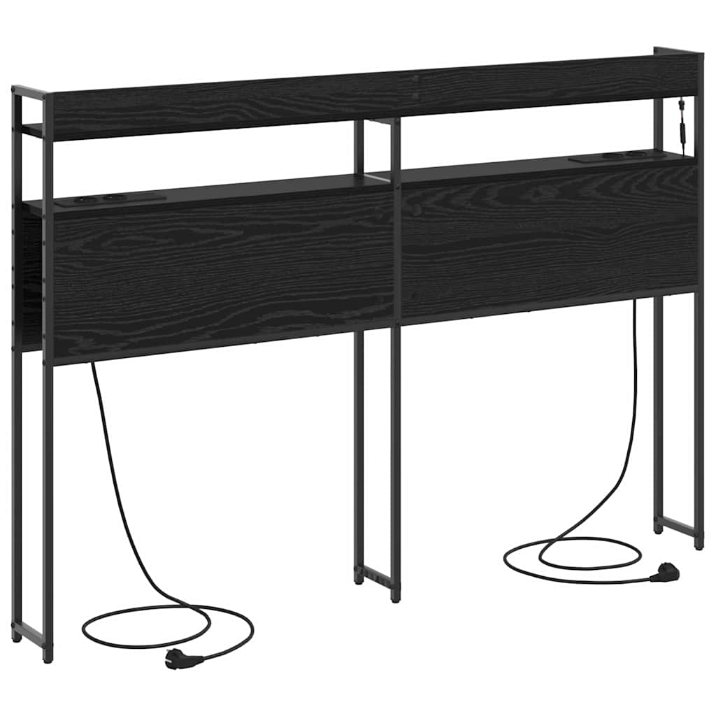 Opbevaringshovedgavl Med Hylde Sort Eg 140 Cm Konstrueret Træ - Billede 7