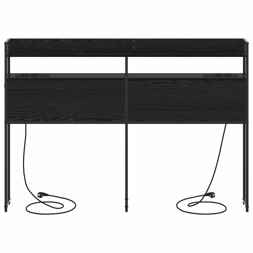 Opbevaringshovedgavl Med Hylde Sort Eg 140 Cm Konstrueret Træ - Billede 5