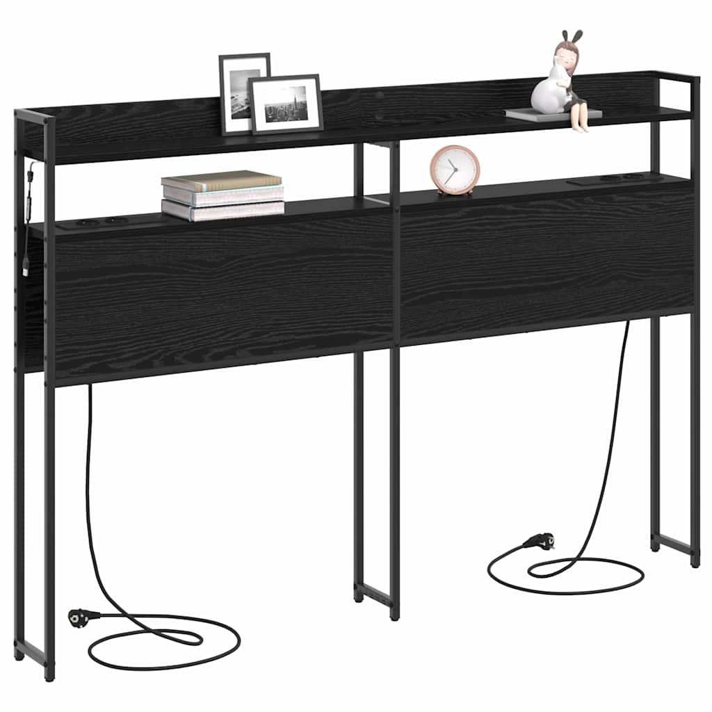 Opbevaringshovedgavl Med Hylde Sort Eg 140 Cm Konstrueret Træ - Billede 3